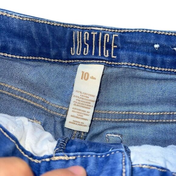 Justice Cuffed Jean Shorts Kids - Size 10 Slim - Picture 2 of 3